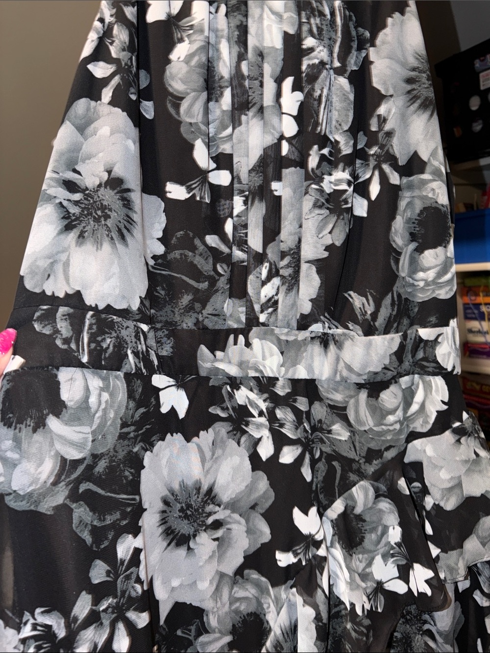 Sleeveless Black and White Floral Maxi Dress - Picture 7 of 13